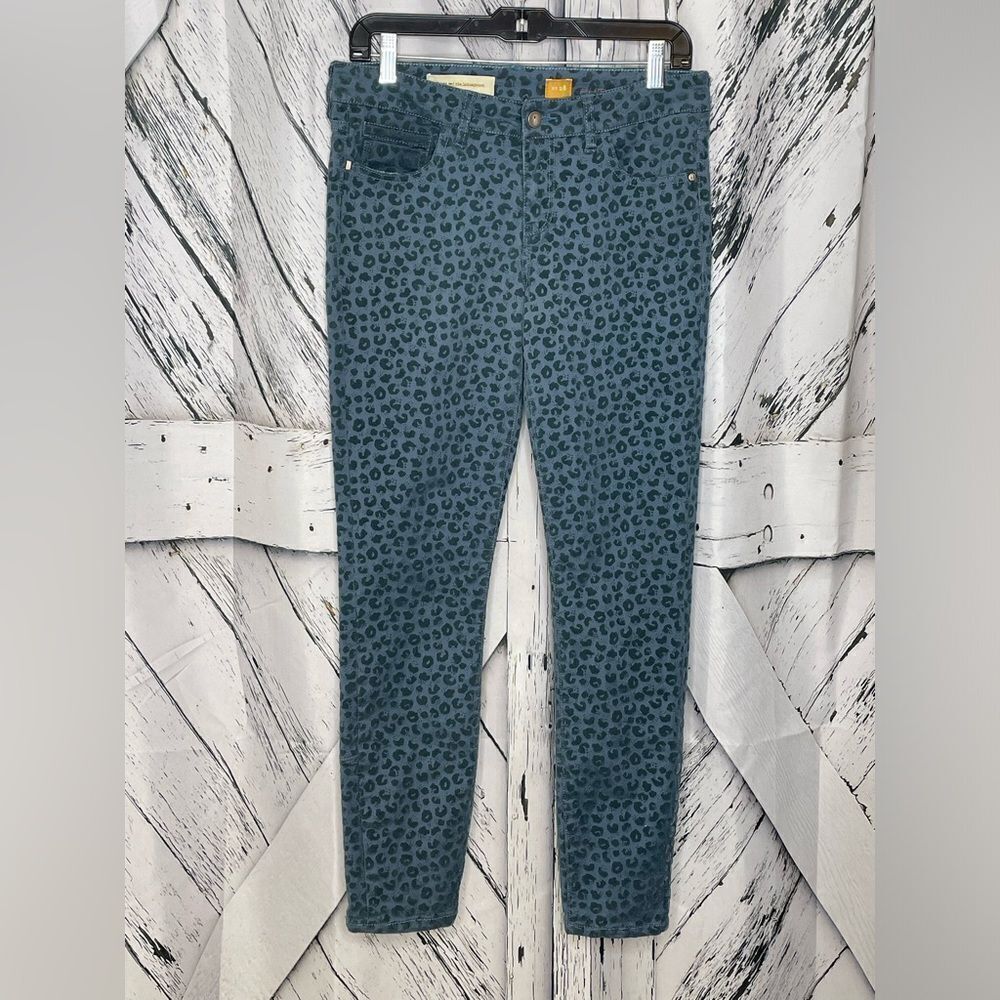 Anthropologie Pilcro Stet Flocked Velvet Leopard Print Jeans 28 - Picture 2 of 10